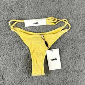 Triangl Women's Small Yellow Maca Ribbed Pattern String Cheeky Bikini Bottom
